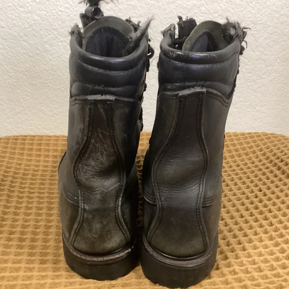 Black Fire Station Dual Lace Zipper Vibram Mens 12 Boots Firefighter EMS Combat